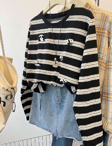 Bluza SHEIN, negru/alb