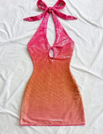 Rochie scurta SHEIN, roz/portocaliu