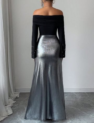 Rochie lunga SHEIN, negru/argintiu