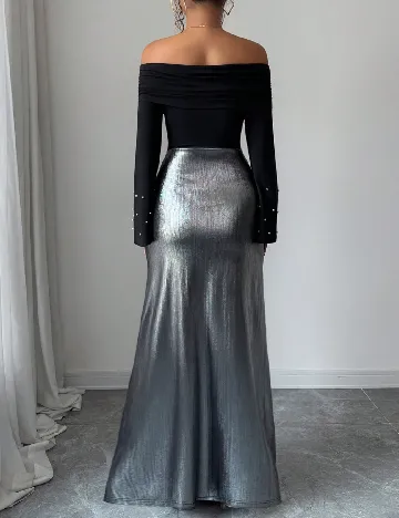 Rochie lunga SHEIN, negru/argintiu