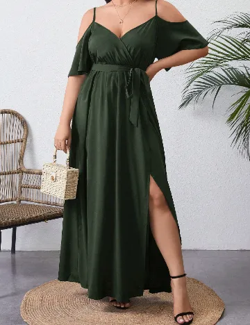 Rochie lunga SHEIN CURVE, verde inchis