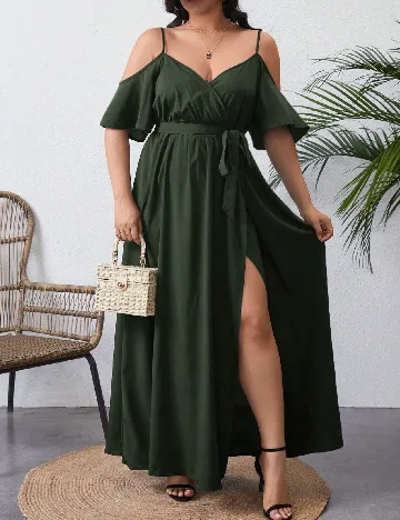 Rochie lunga SHEIN CURVE, verde inchis