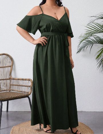 Rochie lunga SHEIN CURVE, verde inchis