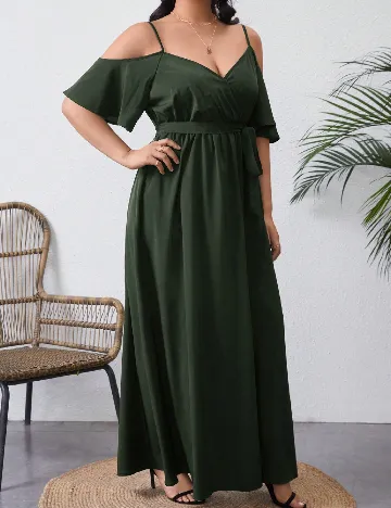 Rochie lunga SHEIN CURVE, verde inchis