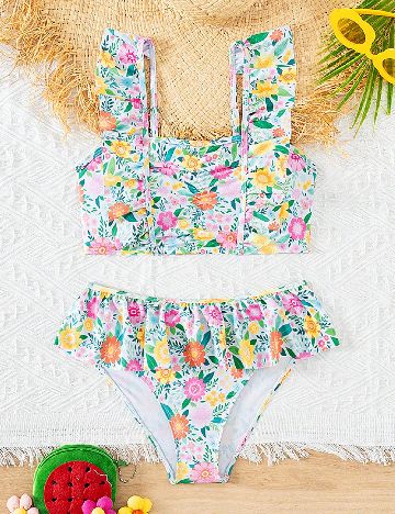 Costum de baie Shein Kids, floral print