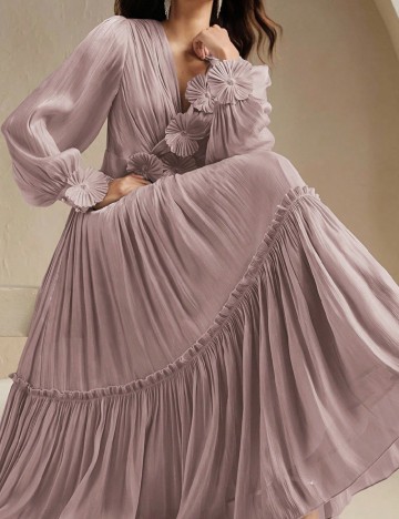 Rochie lunga Anewsta, roz pudra