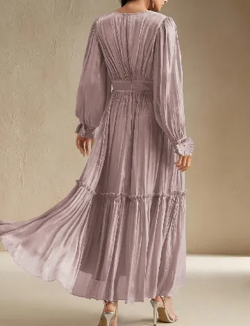 Rochie lunga Anewsta, roz pudra