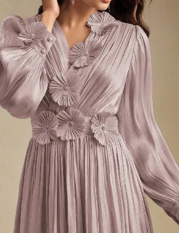 Rochie lunga Anewsta, roz pudra