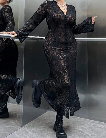 Rochie lunga SHEIN CURVE, negru/maro