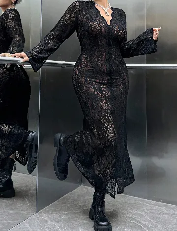 Rochie lunga SHEIN CURVE, negru/maro