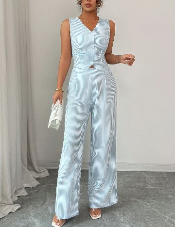 Compleu SHEIN, albastru/alb