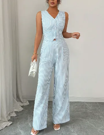 Compleu SHEIN, albastru/alb