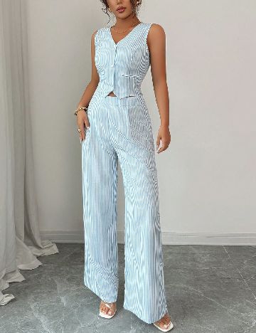 Compleu SHEIN, albastru/alb