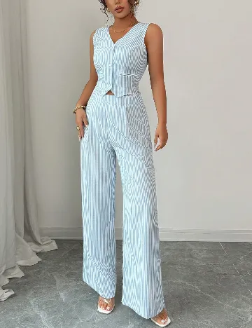 Compleu SHEIN, albastru/alb