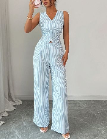 Compleu SHEIN, albastru/alb