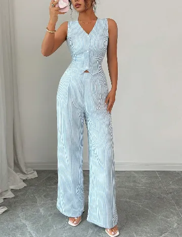 Compleu SHEIN, albastru/alb