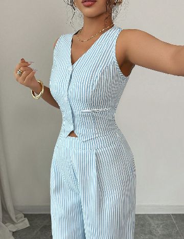 Compleu SHEIN, albastru/alb