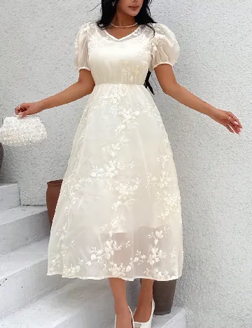 Rochie medie Dazy, ecru