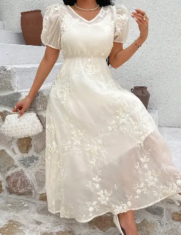 Rochie medie Dazy, ecru