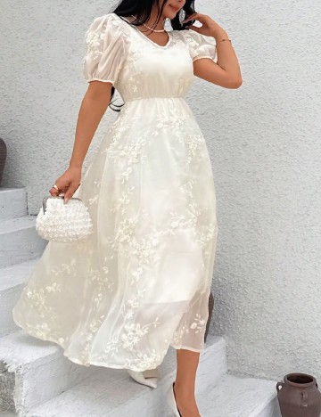 Rochie medie Dazy, ecru