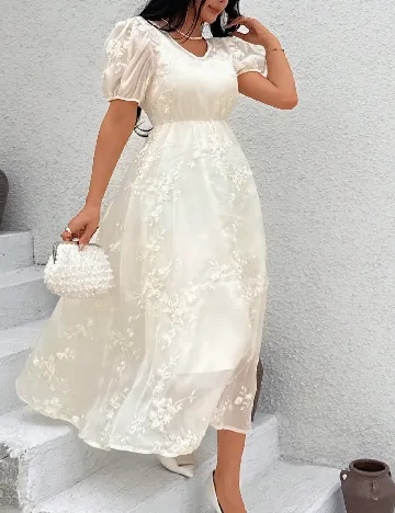 Rochie medie Dazy, ecru