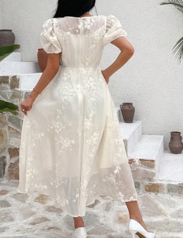 Rochie medie Dazy, ecru