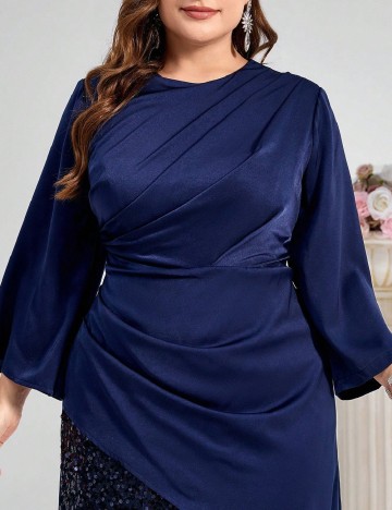 Rochie lunga SHEIN CURVE, bleumarin