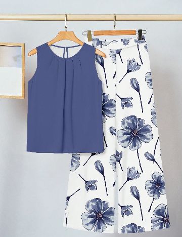 Compleu SHEIN, albastru/alb