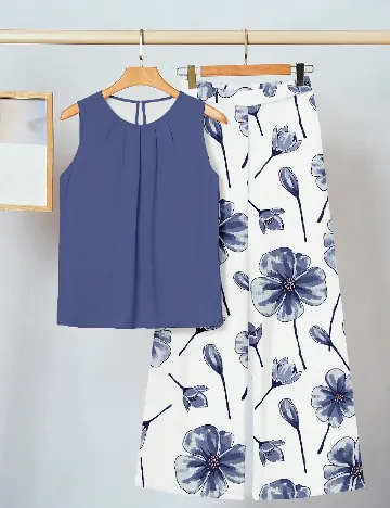 Compleu SHEIN, albastru/alb