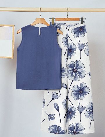 Compleu SHEIN, albastru/alb