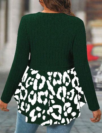 Bluza SHEIN CURVE, verde/alb