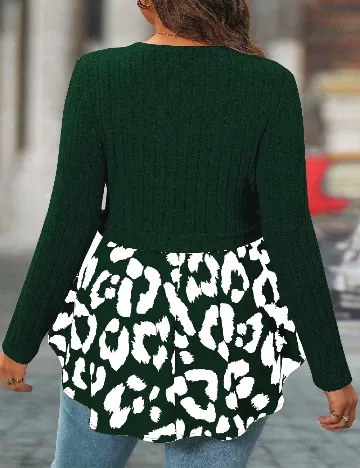 Bluza SHEIN CURVE, verde/alb