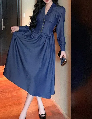 Rochie medie Dazy, albastru