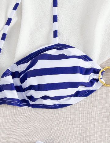 Costum de baie SHEIN, albastru/alb