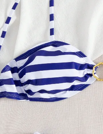 Costum de baie SHEIN, albastru/alb