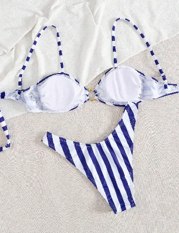 Costum de baie SHEIN, albastru/alb