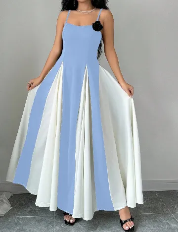 Rochie lunga SHEIN, albastru/alb