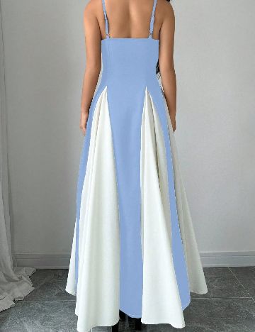 Rochie lunga SHEIN, albastru/alb