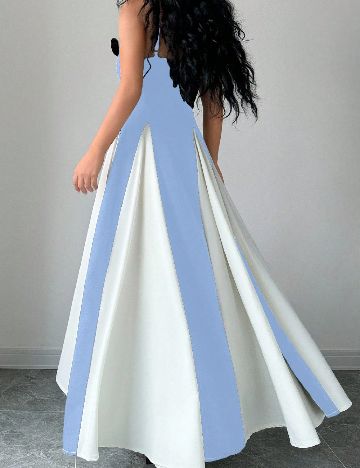 Rochie lunga SHEIN, albastru/alb