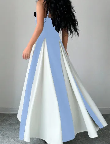 Rochie lunga SHEIN, albastru/alb