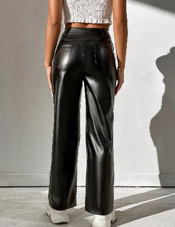 Pantaloni imitatie de piele SHEIN, negru