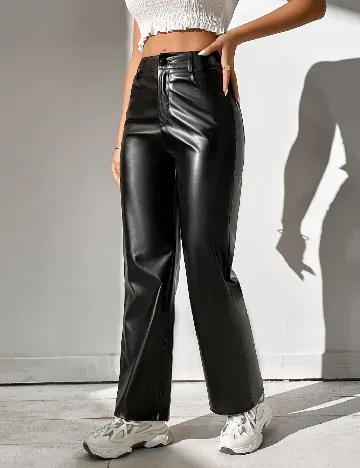 Pantaloni imitatie de piele SHEIN, negru