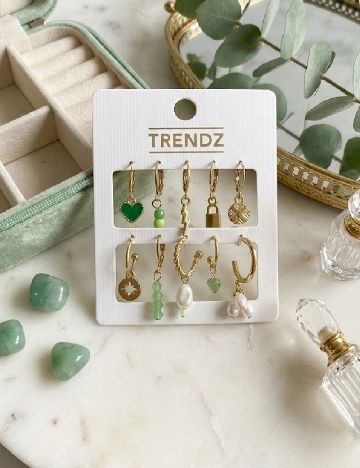 Set Cercei 10 bucati Trendz, auriu