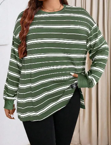 Bluza SHEIN CURVE, alb/verde