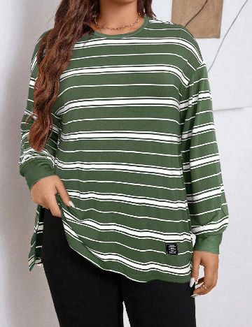 Bluza SHEIN CURVE, alb/verde