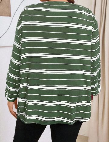 Bluza SHEIN CURVE, alb/verde