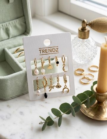 Set Cercei 10 bucati Trendz, auriu