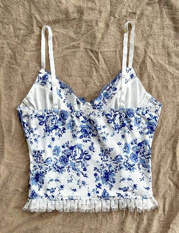 Top SHEIN, albastru/alb