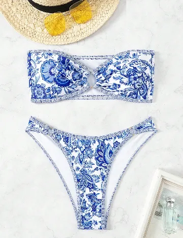 Costum de baie SHEIN, albastru/alb