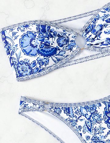 Costum de baie SHEIN, albastru/alb